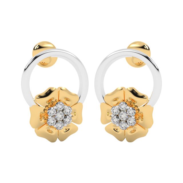 Duo Style Diamond Stud Earrings