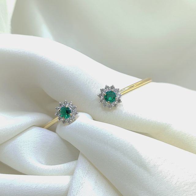 Saul Green Coloured Stone Flexible Diamond Bracelet
