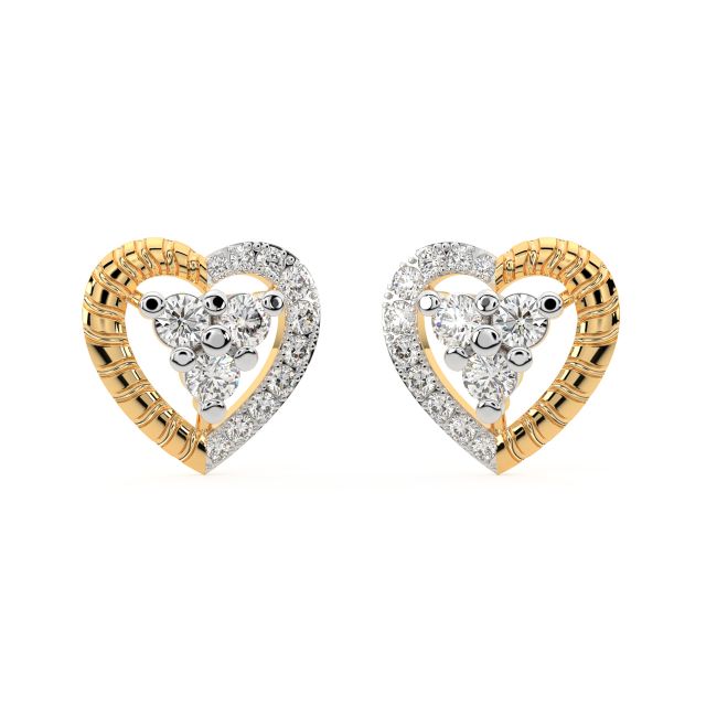 Heart Design Diamond Stud Earrings