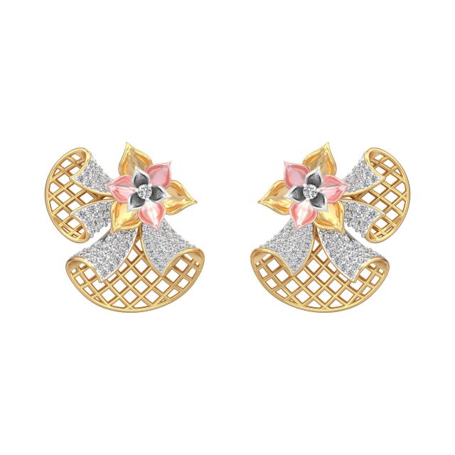 Jiyoni Round Diamond Stud Earrings