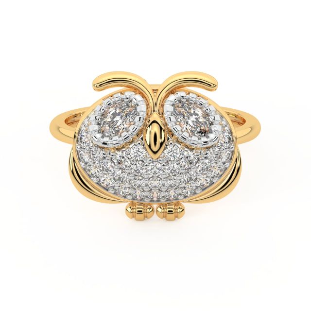 Owl Round Diamond Engagement Ring
