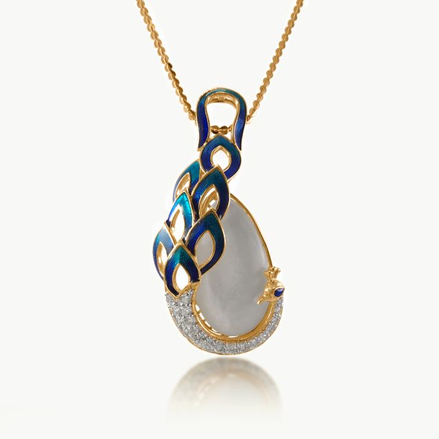 Peacock's Tear Diamond Pendant