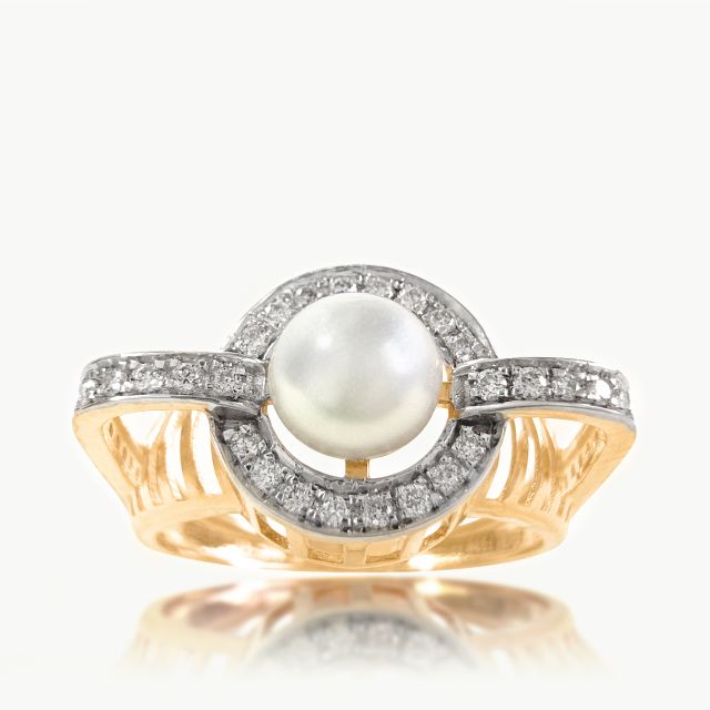 Lunar Pearl Diamond Ring