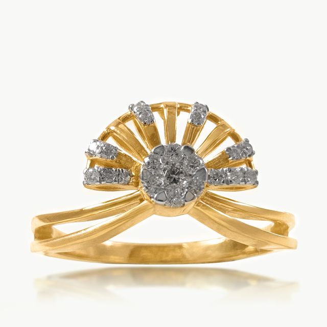 Half Moon Flower Diamond Ring