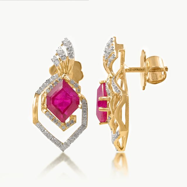 Rosy's Hex Diamond Earrings