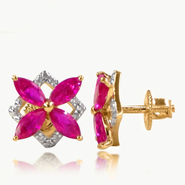 Red Diamond Floral Studs