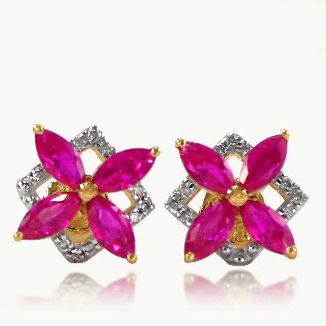 Red Diamond Floral Studs