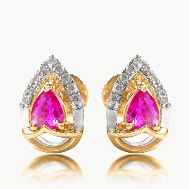 Red Pear Diamond Studs