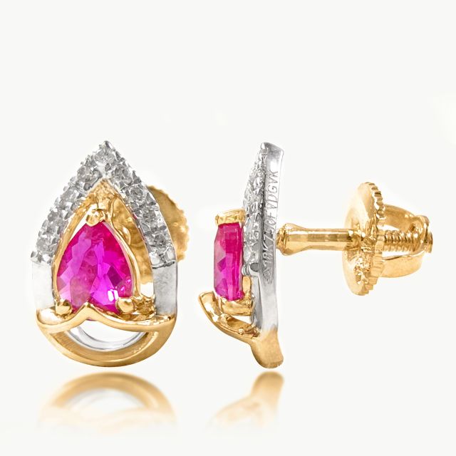 Red Pear Diamond Studs