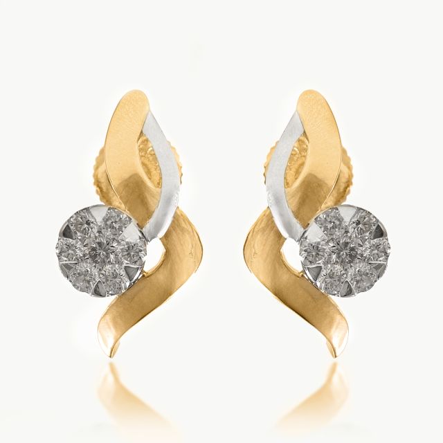Moon's Wave Diamond Studs
