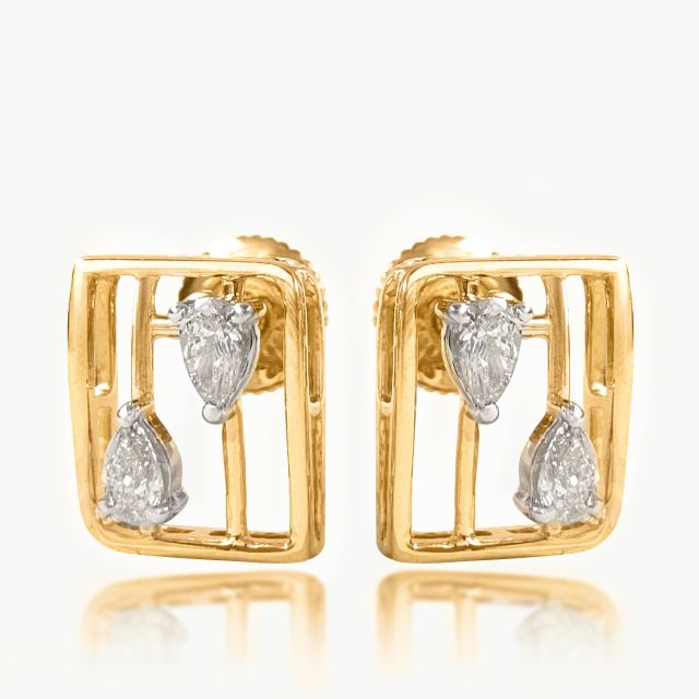 Framed Pear Diamond Studs