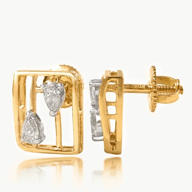 Framed Pear Diamond Studs