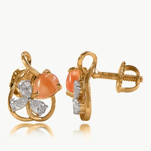 Amber Petal Diamond Studs