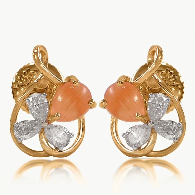 Amber Petal Diamond Studs