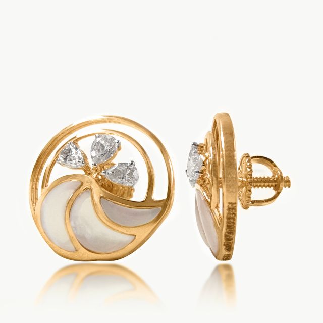 Pear Petal Swirl Diamond Studs