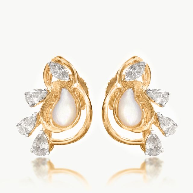 Pear Petal Swirl Diamond Studs
