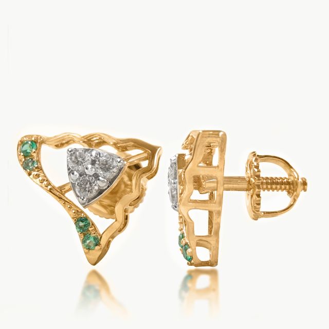 Green Diamond Shield Studs