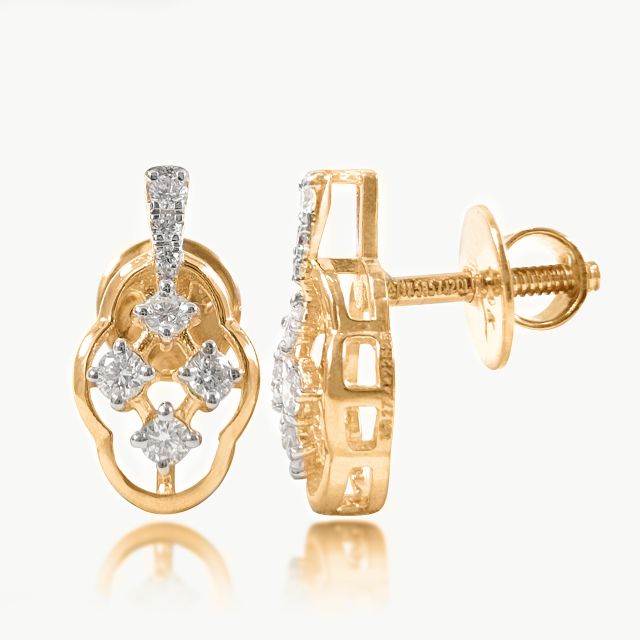 Floral Lattice Diamond Earrings