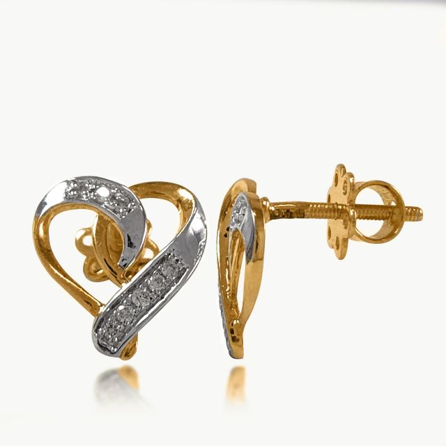 Saraj Heart Design Diamond Stud Earrings