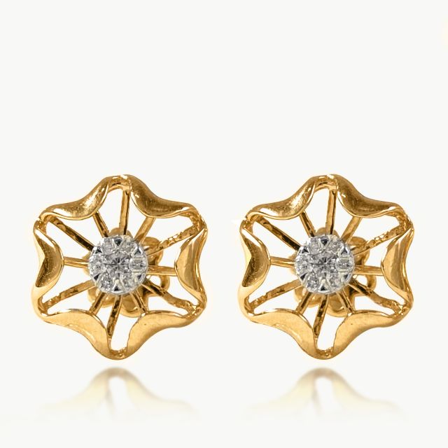 Krit Flower Design Diamond Stud Earrings