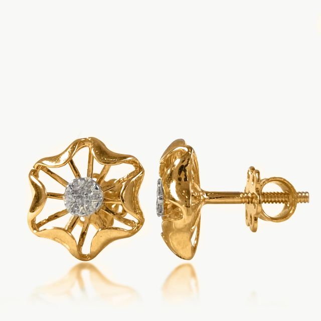 Krit Flower Design Diamond Stud Earrings
