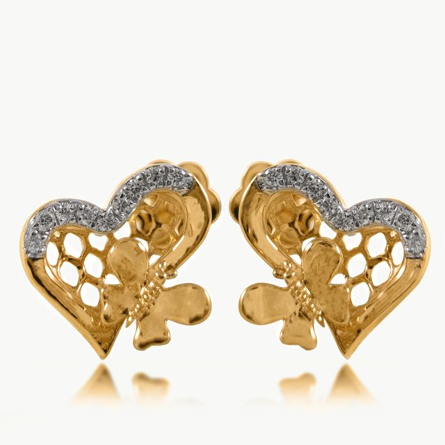 Small butterfly design diamond earrings