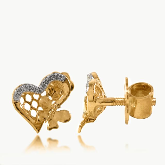 Small butterfly design diamond earrings