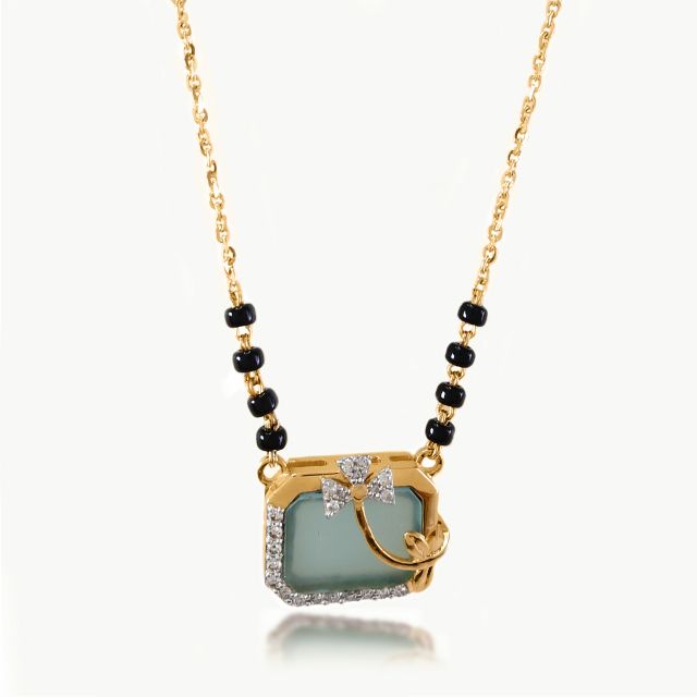 Breanna Blue Stone Square Design Mangalsutra with Chain