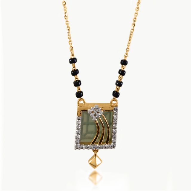 Millie Gray Stone Square Diamond Mangalsutra with Chain