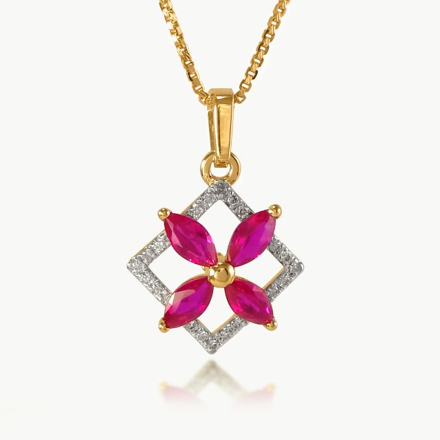 Red Diamond Floral Pendant