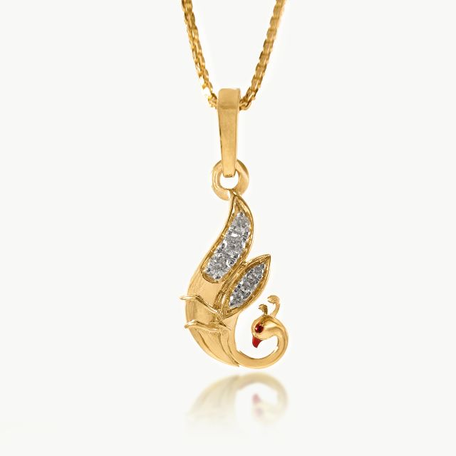 Red Eyed Peacock dIamond Pendant