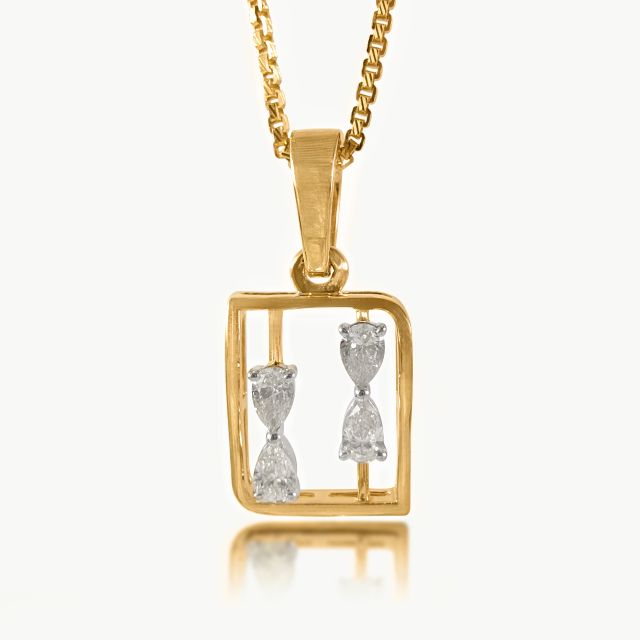 Framed Pear  Diamond Pendant