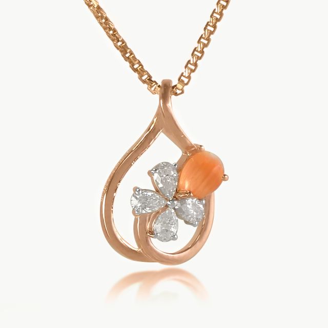 Amber Petal Diamond Pendant