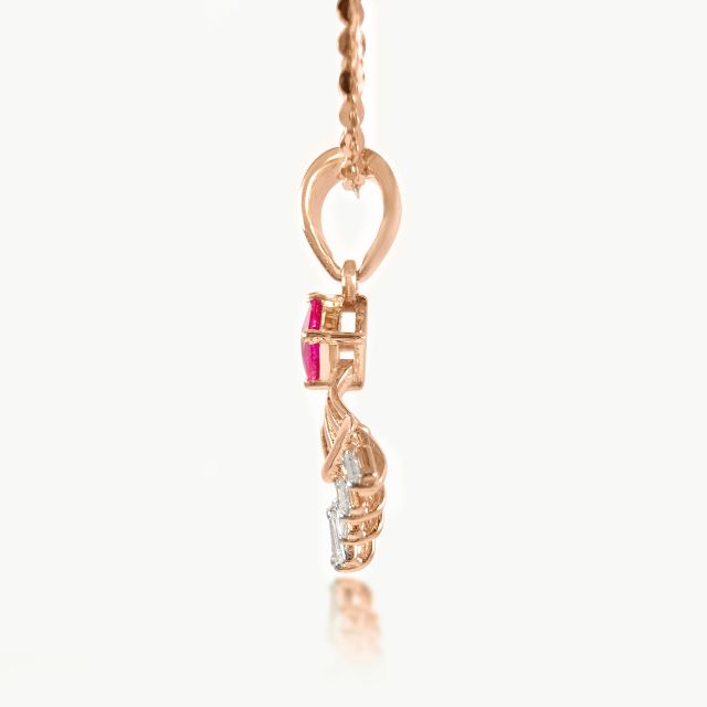 Baguette Red Burst Diamond Pendant