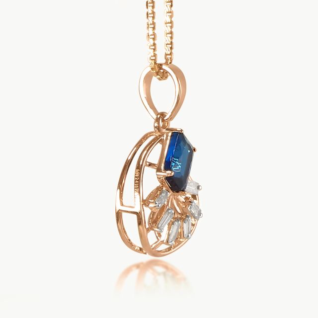Blue Halo Diamond Pendant