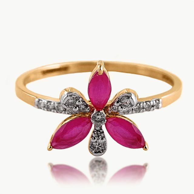 Labeebah Pink Stone  With Diamond Ring