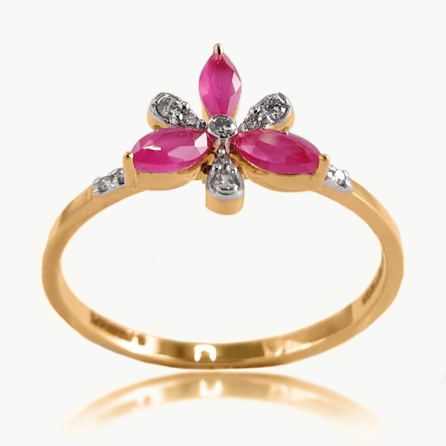 Labeebah Pink Stone  With Diamond Ring