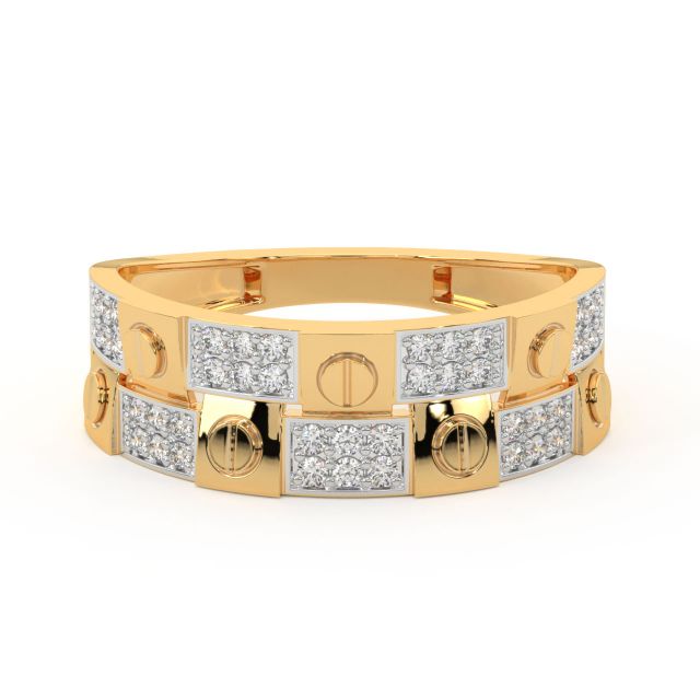 Chevron Round Diamond Ring For Men