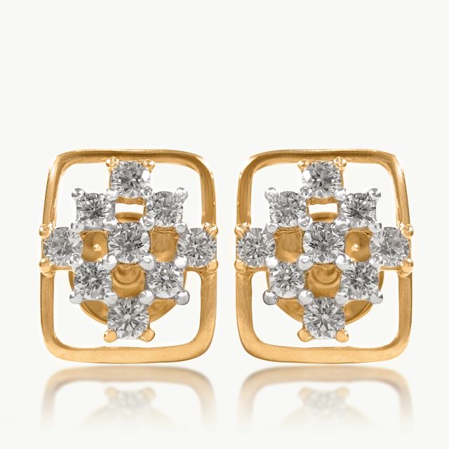 Geometric Floral Diamond Earrings