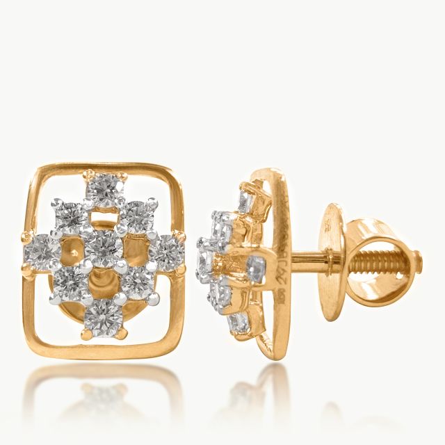 Geometric Floral Diamond Earrings