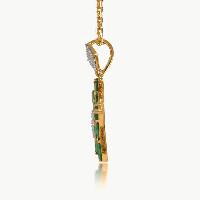Green Stone Diamond Mini Necklace For Women