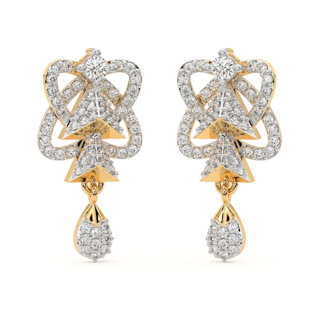 Eyan Round Diamond Dangler Earrings