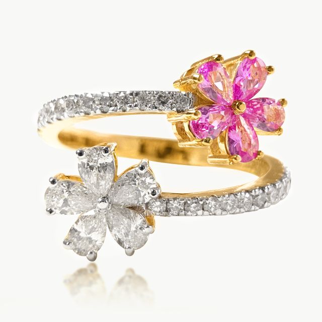 Red & White Flower Diamond Rings