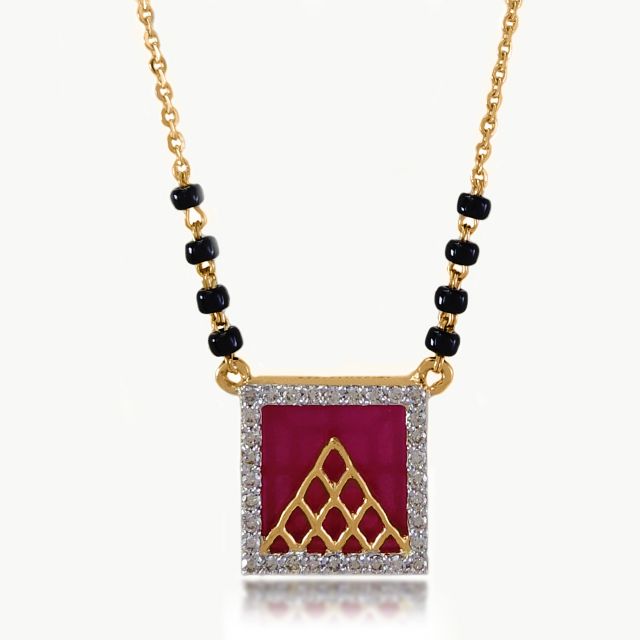 Deirdre Red Stone Box Design Mangalsutra with Chain