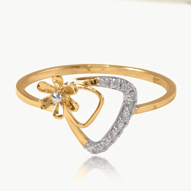Triangular Flora Diamond Ring