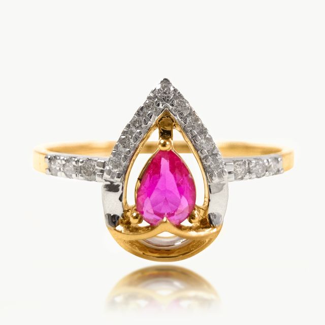 Red Pear Diamond Ring