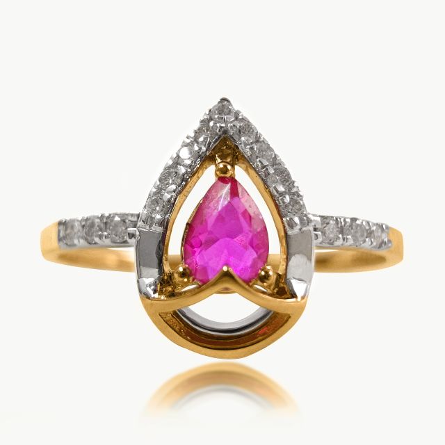 Red Pear Diamond Ring