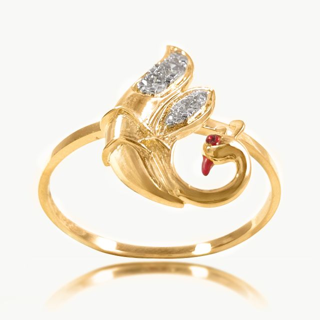 Red Eye Peacock Dainty Diamond Ring