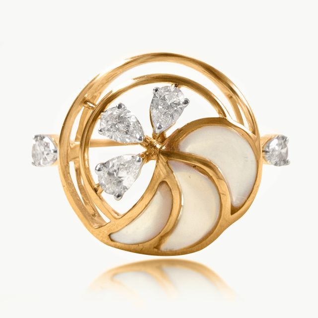 Pear Petal Swirl Diamond Ring