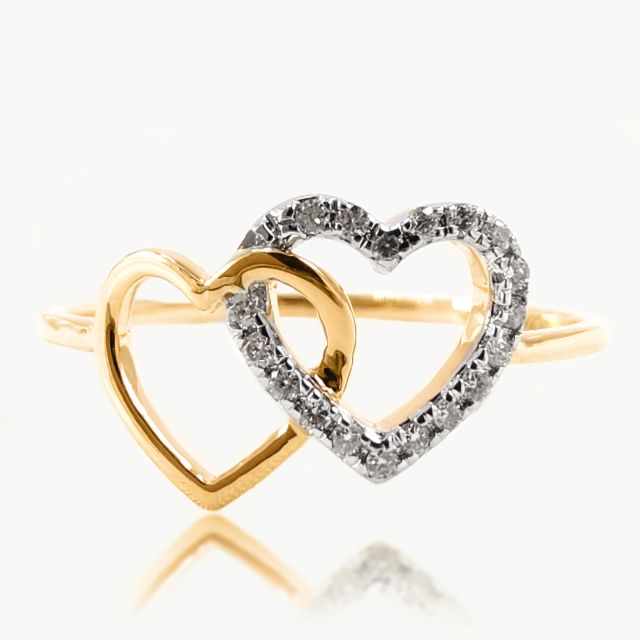 Asaiah Two Heart Design Round Diamond Rings